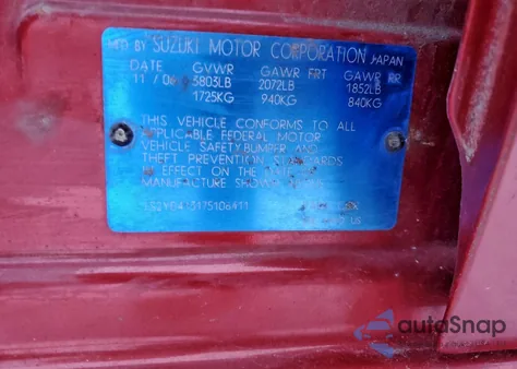 2008 Suzuki Sx4 из США, поврежденный, VIN JS2YB413175106411